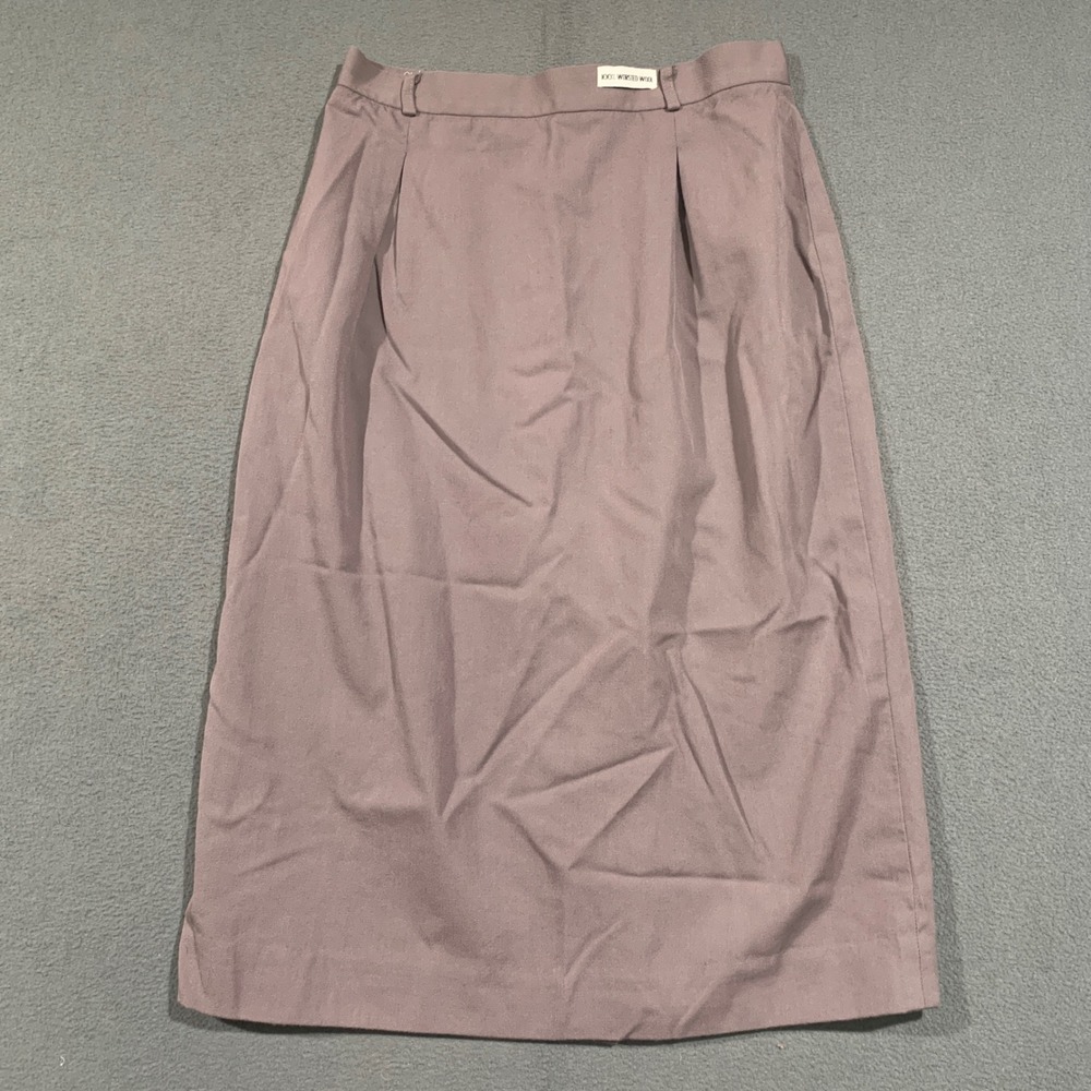 JH Collectibles Wool Midi Skirt Womens 10 Taupe Vintage Lined Pleated Pencil